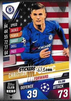 Sticker Christian Pulisic - Match Attax 101. Season 2019-2020 n. CH3 - Topps