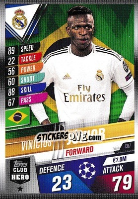 Figurina Vinicius Junior - Match Attax 101. Season 2019-2020 - Topps