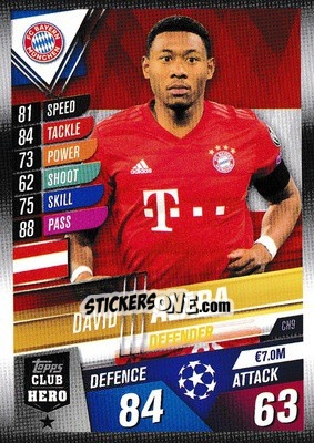 Sticker David Alaba - Match Attax 101. Season 2019-2020 n. CH9 - Topps