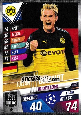 Sticker Julian Brandt - Match Attax 101. Season 2019-2020 n. CH10 - Topps