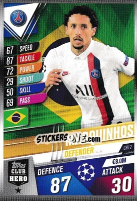 Sticker Marquinhos - Match Attax 101. Season 2019-2020 n. CH12 - Topps