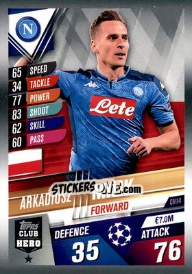 Sticker Arkadiusz Milik - Match Attax 101. Season 2019-2020 n. CH14 - Topps