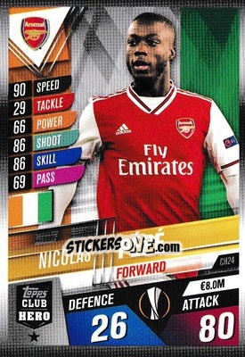 Sticker Nicolas Pépé - Match Attax 101. Season 2019-2020 n. CH24 - Topps