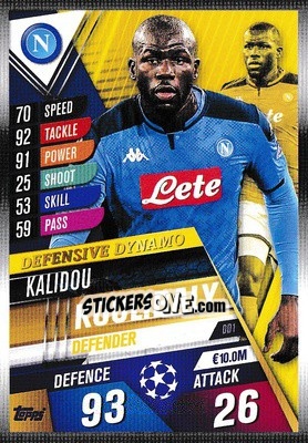 Sticker Kalidou Koulibaly - Match Attax 101. Season 2019-2020 - Topps