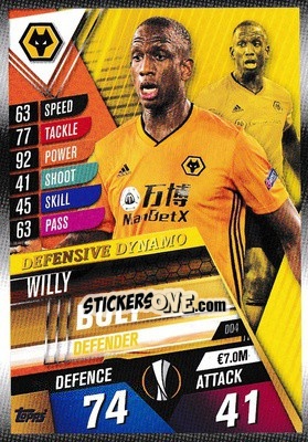 Sticker Willy Boly - Match Attax 101. Season 2019-2020 n. DD4 - Topps