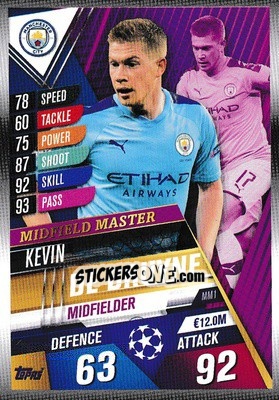 Sticker Kevin De Bruyne - Match Attax 101. Season 2019-2020 n. MM1 - Topps
