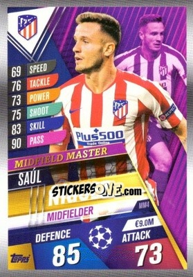 Sticker Saúl Ñíguez - Match Attax 101. Season 2019-2020 n. MM4 - Topps