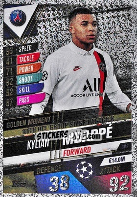 Sticker Kylian Mbappé - Match Attax 101. Season 2019-2020 - Topps