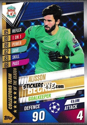 Cromo Alisson Becker - Match Attax 101. Season 2019-2020 - Topps