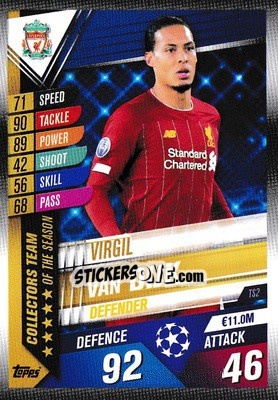 Sticker Virgil van Dijk - Match Attax 101. Season 2019-2020 - Topps