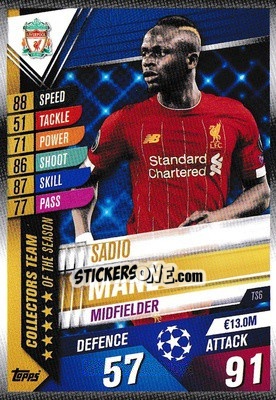 Sticker Sadio Mané - Match Attax 101. Season 2019-2020 n. TS6 - Topps