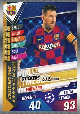 Sticker Lionel Messi - Match Attax 101. Season 2019-2020 - Topps