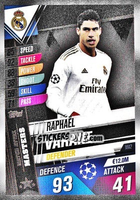 Sticker Raphael Varane - Match Attax 101. Season 2019-2020 n. MA2 - Topps