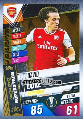 Sticker David Luiz - Match Attax 101. Season 2019-2020 n. MS5 - Topps