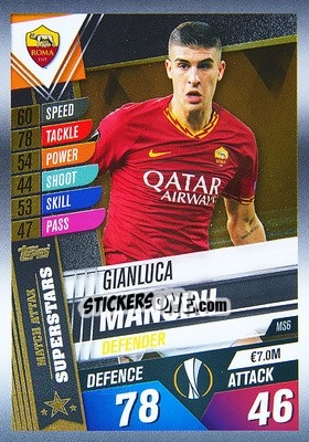 Sticker Gianluca Mancini - Match Attax 101. Season 2019-2020 n. MS6 - Topps