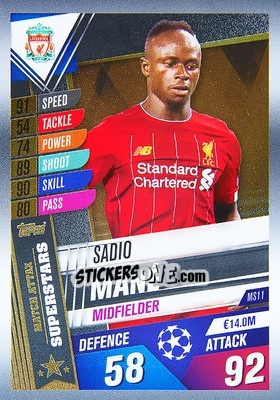 Sticker Sadio Mané - Match Attax 101. Season 2019-2020 n. MS11 - Topps