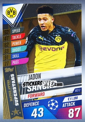 Sticker Jadon Sancho - Match Attax 101. Season 2019-2020 n. MS12 - Topps