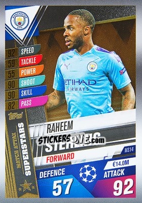 Sticker Raheem Sterling - Match Attax 101. Season 2019-2020 n. MS14 - Topps
