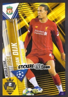Sticker Virgil van Dijk - Match Attax 101. Season 2019-2020 n. S2 - Topps