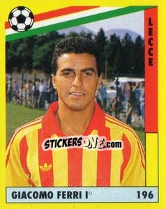 Sticker Giacomo Ferri - Il Grande Calcio 1991 n. 196 - Vallardi