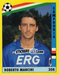 Sticker Roberto Mancini - Il Grande Calcio 1991 n. 308 - Vallardi