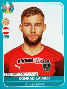 Sticker Konrad Laimer - UEFA Euro 2020 Preview. 568 stickers version n. AUT19 - Panini