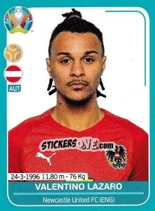 Sticker Valentino Lazaro - UEFA Euro 2020 Preview. 568 stickers version - Panini