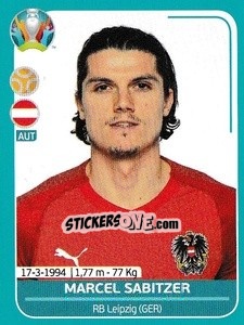 Sticker Marcel Sabitzer - UEFA Euro 2020 Preview. 568 stickers version - Panini