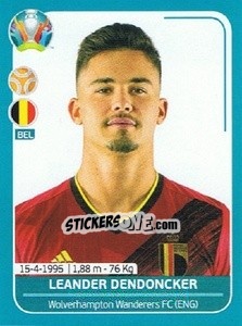 Sticker Leander Dendoncker - UEFA Euro 2020 Preview. 568 stickers version n. BEL19 - Panini