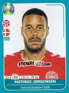 Sticker Mathias Jørgensen - UEFA Euro 2020 Preview. 568 stickers version n. DEN13 - Panini