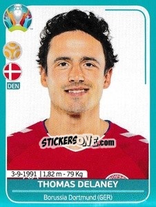 Sticker Thomas Delaney - UEFA Euro 2020 Preview. 568 stickers version - Panini