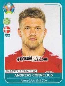 Sticker Andreas Cornelius - UEFA Euro 2020 Preview. 568 stickers version - Panini