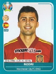 Sticker Rodri - UEFA Euro 2020 Preview. 568 stickers version n. ESP21 - Panini