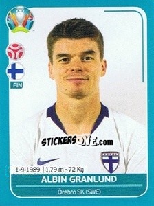 Sticker Albin Granlund - UEFA Euro 2020 Preview. 568 stickers version n. FIN14 - Panini