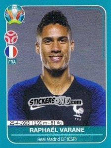 Sticker Raphaël Varane - UEFA Euro 2020 Preview. 568 stickers version n. FRA10 - Panini