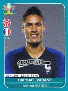 Figurina Raphaël Varane - UEFA Euro 2020 Preview. 568 stickers version - Panini