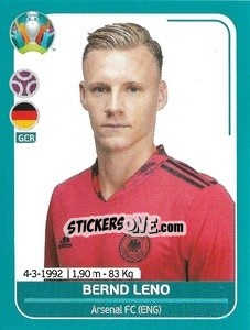 Sticker Bernd Leno - UEFA Euro 2020 Preview. 568 stickers version - Panini
