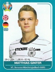 Sticker Matthias Ginter - UEFA Euro 2020 Preview. 568 stickers version - Panini