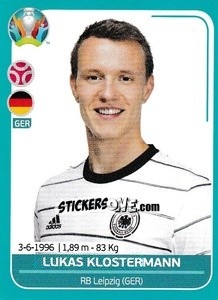 Sticker Lukas Klostermann - UEFA Euro 2020 Preview. 568 stickers version n. GER13 - Panini
