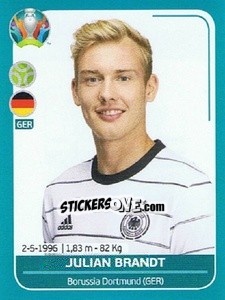 Sticker Julian Brandt - UEFA Euro 2020 Preview. 568 stickers version - Panini