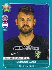 Sticker Jeroen Zoet - UEFA Euro 2020 Preview. 568 stickers version n. NED8 - Panini