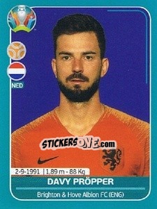 Sticker Davy Pröpper - UEFA Euro 2020 Preview. 568 stickers version n. NED21 - Panini