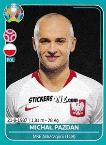Sticker Michał Pazdan - UEFA Euro 2020 Preview. 568 stickers version n. POL16 - Panini
