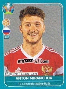 Sticker Anton Miranchuk - UEFA Euro 2020 Preview. 568 stickers version n. RUS25 - Panini