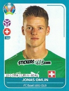 Sticker Jonas Omlin - UEFA Euro 2020 Preview. 568 stickers version - Panini
