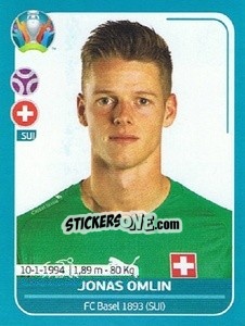 Sticker Jonas Omlin - UEFA Euro 2020 Preview. 568 stickers version n. SUI9 - Panini