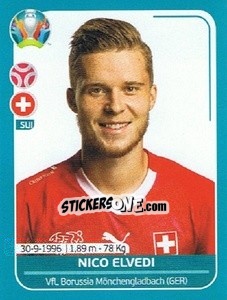 Sticker Nico Elvedi - UEFA Euro 2020 Preview. 568 stickers version - Panini