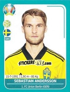 Sticker Sebastian Andersson - UEFA Euro 2020 Preview. 568 stickers version - Panini