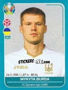 Cromo Mykyta Burda - UEFA Euro 2020 Preview. 568 stickers version - Panini