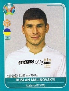 Sticker Ruslan Malinovskyi - UEFA Euro 2020 Preview. 568 stickers version - Panini